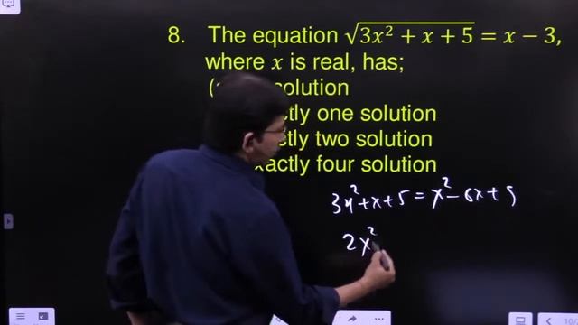 The equation √(3x^2+x+5)=x-3, where x is real, has смотреть онлайн