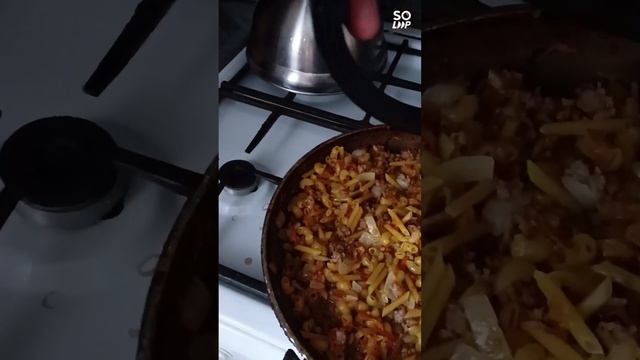 Жареные макароны🍝 с фаршем