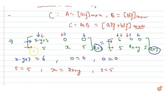 Find x ,\ y satisfying the matrix equations: [x-y2-2 4x6]+[3-2 2 1 0-1]=[6 0 0 5 2x+y5] (ii) [x ... смотреть онлайн