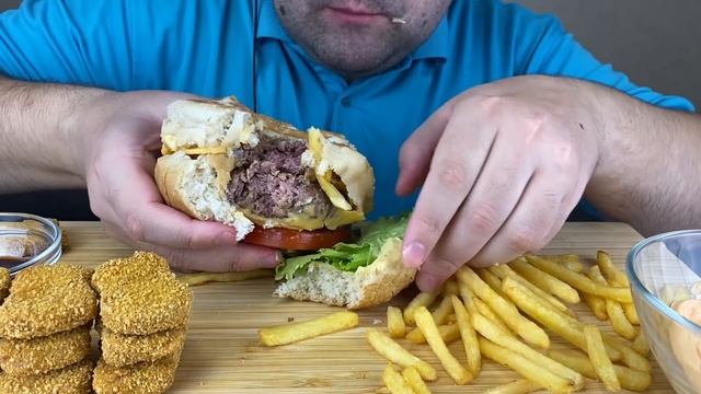 ASMR Homemade Sandwich, Chicken Nuggets & French Fries (Mukbang) Eating Sounds смотреть онлайн