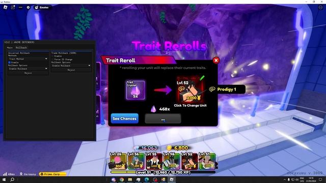 Anime Defenders Script GUI  HACK  SCRIPT  ROLLBACK  DUPE SCRIPT INF GEMS MACRO  AUTOFARM