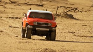 Tamiya CC-01 Toyota FJ Cruiser on a sunny day at the beach