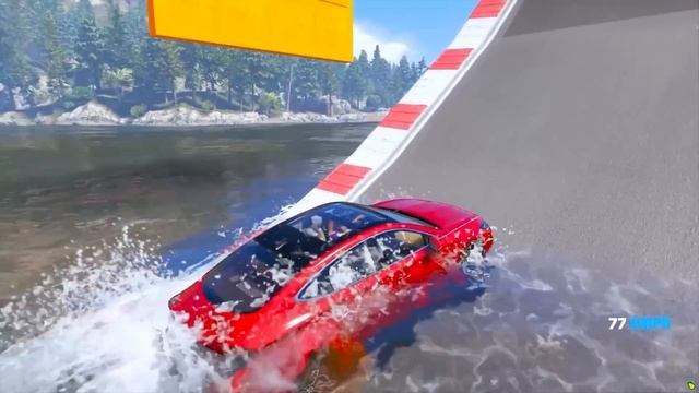 ПРОЕХАЛ ВОДНЫЕ ТРАМПЛИНЫ на ГИГАНТСКИХ МАШИНАХ на ПИЛАХ в ГТА 5 МОДЫ - ЭКСПЕРИМЕНТЫ в GTA 5 MODS смотреть онлайн