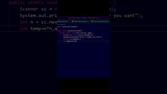 program for Automorphic number in java #java #coding #Coder #language #cse