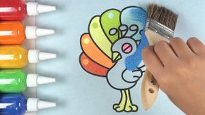 Rainbow Peacock | Glitter & Sand Coloring | Learn Colors & English for Kids #MagicPang