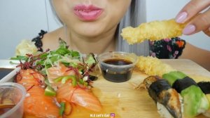 SUSHI ASMR *Assorted Nigiris, Salmon Carpaccio and Shrimp Tempura NO TALKING Eating Sounds | N.E