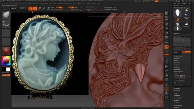 zbrush jewelry cameo Speedsculpting (720p)