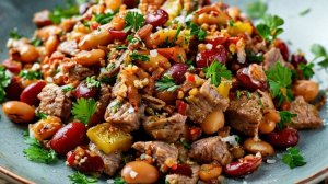 МЯСНОЙ САЛАТ С ФАСОЛЬЮ