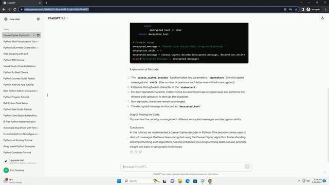 caesar cipher decoder python code