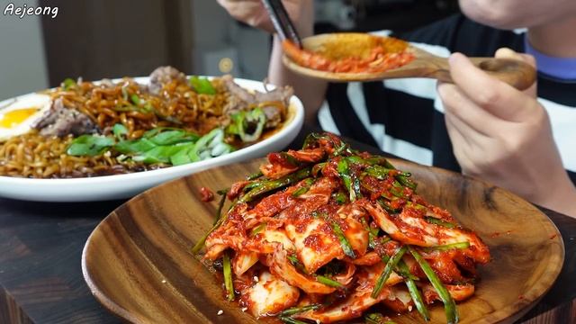 집나간 입맛도 돌아오는 겉절이 불파게티 먹방😋 Spicy Chapagetti & Fresh Kimchi Mukbang ASMR