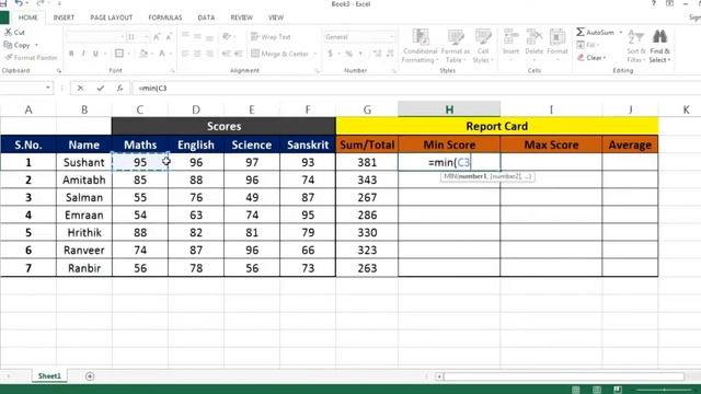 SUM, MIN, MAX, AVERAGE in Excel | Basic Excel Formulas | हिंदी में #excel#formula#trend