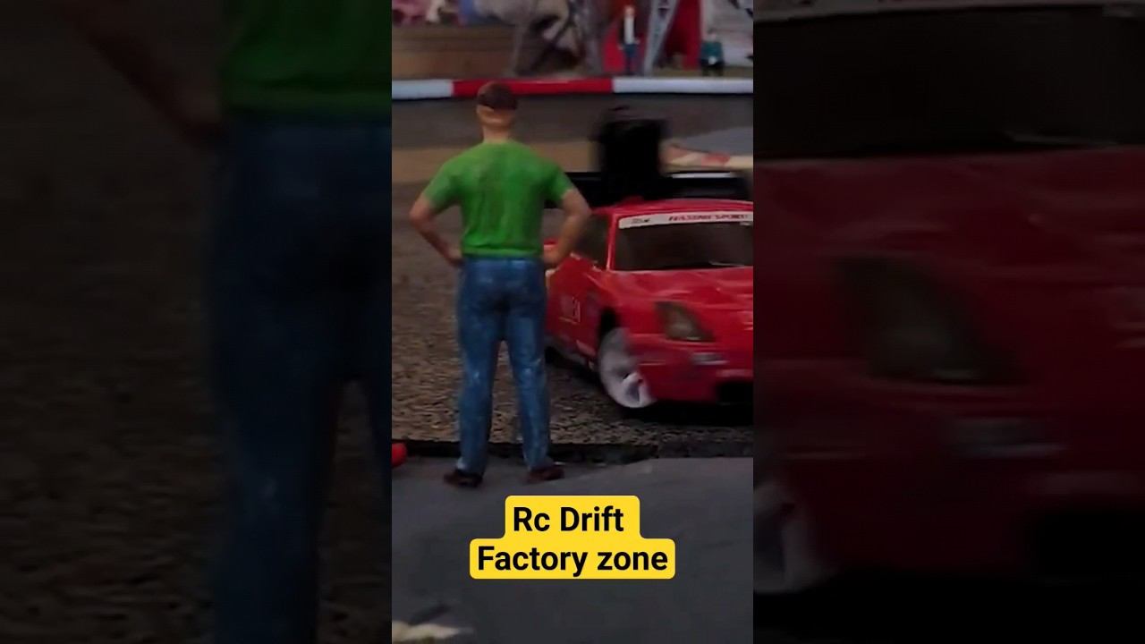 Rc drift car toy on rc track factory zone