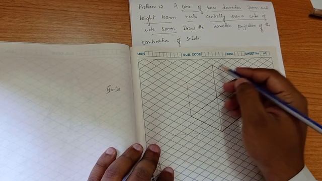 Cone and Cube problem in Isometric projection in sketch Engineering Graphics смотреть онлайн