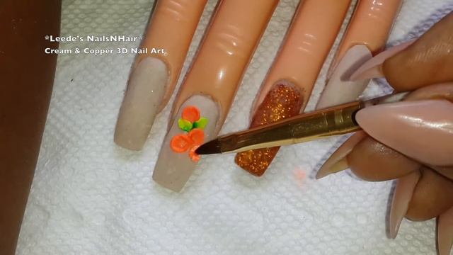 Cream  Copper 3D Nails - Acrylic Nail Tutorial