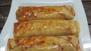 Блинчики с яблоками и вареньем из корок мандарина