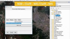 ENVI Software Claculating Normalized Difference Built Index NDBI