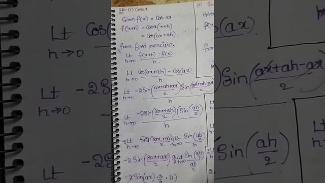 find the derivative of cosax by using first principle смотреть онлайн
