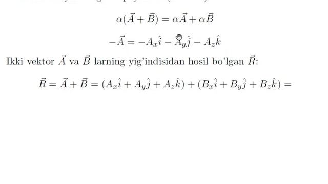 Vektorlar (Vectors). Ularning ustida amallar. смотреть онлайн