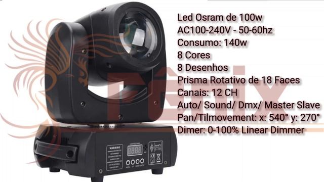 Moving Beam 100w 8 Cores 8 Desenhos Prisma Rotativo de 18 Faces Strobo DMX смотреть онлайн