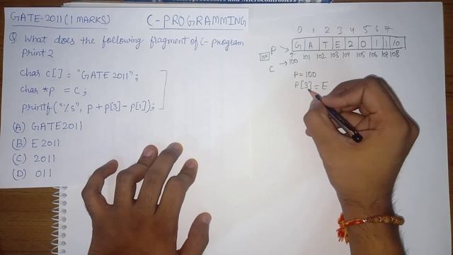 GATE 2011 CS/IT  C PROGRAMMING | Fragment of C-PROGRAM print ? | char *p =c; | p+ p[3]-p[1] | Jatin