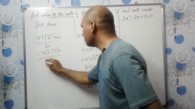 find nature of roots 2x2-3x+5=0; 3x2-4root3x+4=0; 2x2-6x+3=0 смотреть онлайн