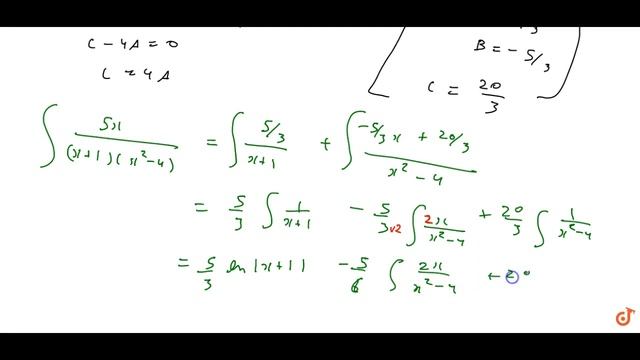 Integrate the rational functions `(5x)/((x+1)(x^2-4)`... смотреть онлайн