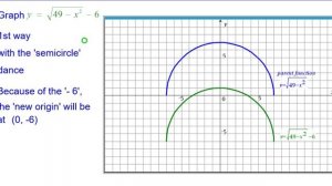 Quick graph y = sqrt(49 - x^2) - 6