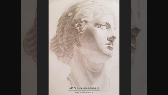Стадии рисунка Афродиты. Академический рисунок. Школа Александры Асейкиной.