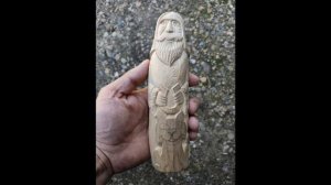 Добрый Домовой с котом и подковой. Этапы резьбы