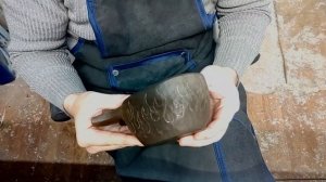 Огненная кукса с обжигом. Резьба огненного орнамента. Fire kuksa