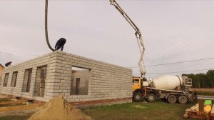 Заливка армопояса на одноэтажном доме из Теплоблоков в КП Решетниково 2.0
