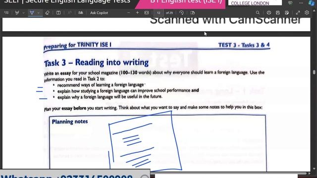 Trinity College London - ISE I (B1) Integrated Reading & Writing ||Extended Task 4  |Tips | UKVI