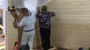 Монтаж имитации бруса. Внутренняя отделка