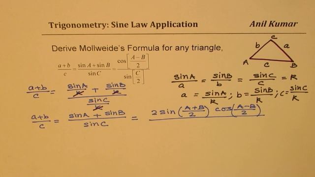 Derivation of Mollweides Formula from Sine Law Trigonometric Application смотреть онлайн