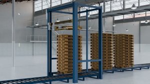 Разборщик поддонов Paletron Twin в комплекте с подающим и выпускающим рольгангами