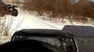 На вездеходах Тайпан по мокрому снегу.