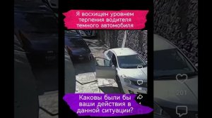 Дамочка открыла дверь своего автомобиля и в наглую не пропускает темный автомобиль