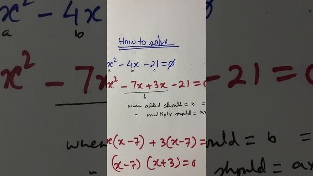 #short #mathstricks #how to solve x^2-4x-21=0 смотреть онлайн