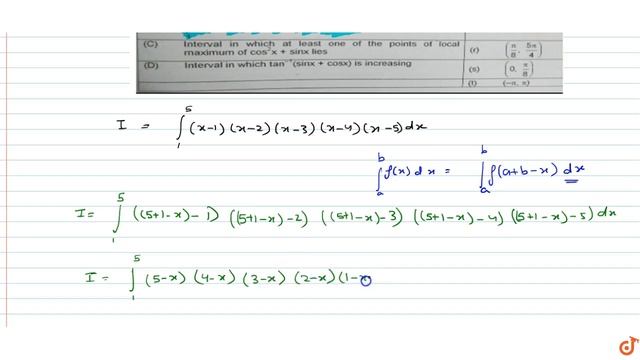 Interval containing the value of the integral `int_1^5(x-1)(x-2)(x-3)(x-4)(x-5)dx` is смотреть онлайн