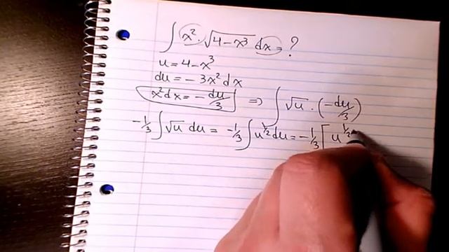 How to integrate x^2.sqrt(4-x^3), integration by substitution, indefinite integral, calculus смотреть онлайн