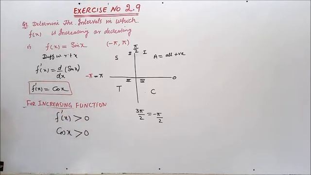 Ch#2 | Differentiation [Increasing & Decreasing Function & Ex2.9 Q1]| Maths Fsc Part 2 (Lec 62) смотреть онлайн