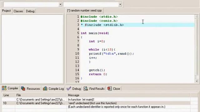answer to "C Programming Tutorial - 12 - Random Number Function"
