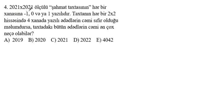 Riyaziyyat Olimpiadası sinaginin 1-5 ci sualların həddi