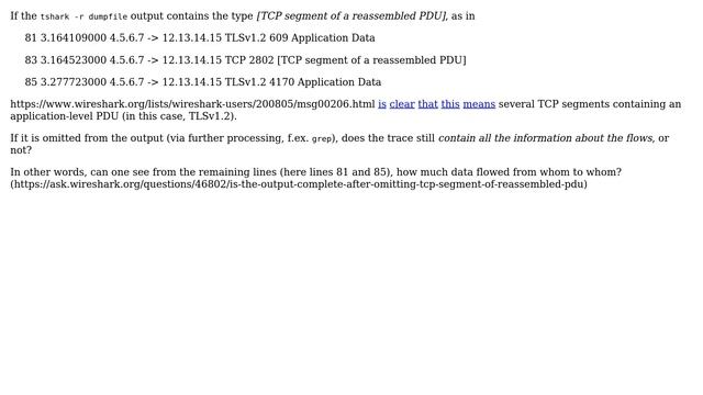 DevOps & SysAdmins: Is the output complete after omitting [TCP segment of reassembled PDU]?