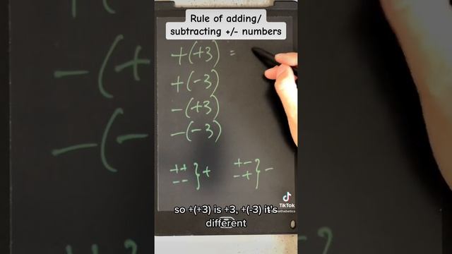 Rule of adding or subtracting +/- numbers #math #maths #numbers