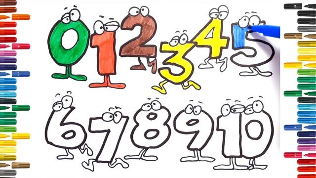 Drawing Alphabet A to Z Painting and drawing Numbers 123456789 Coloring Pages ABC for Kids