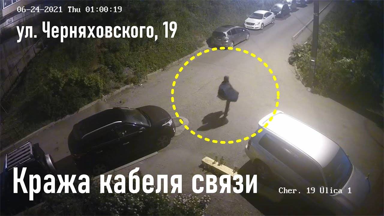 Камеры по ул. Черняховского, 19 в г. Владивосток зафиксировали кражу кабеля