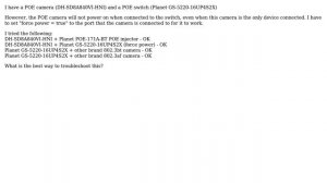 POE camera not working with POE switch (does not power on)