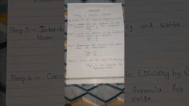 Chemistry (Writing a Chemical formula) Magnesium Oxide
