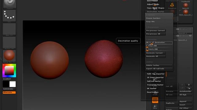 Zbrush Урок 3  (Decimation Master оптимизация сетки)